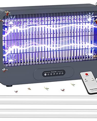 Electric Bug Zapper Indoor and Outdoor with 3500V Powerful Dual Grid - Mosquito Zapper with Remote, Fly Zapper, UV Light Fly Trap Insect Killer for Patio Home Backyard Kitchen Camping, 2 Extra Blubs