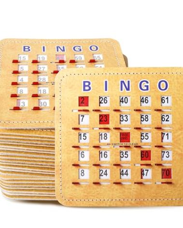 GSE Games & Sports Expert 5Ply Stitched Shutter Bingo Cards, Finger-Tip Shutter Slide Bingo Cards, Easy-Read Large Print Bingo Cardboard with Sliding Windows (50-Pack)