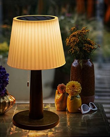 Beautyard Solar Table Lamps Outdoor Indoor - 3 Lighting Modes, 4000mAh Eye-Caring LED Waterproof Cordless Solar Desk Lamp with Pull Chain Garden Outside Patio Garden Bedroom Living Room Gifts Mom