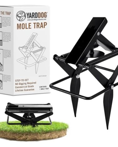 YARDDOG Mole Scissor Trap, Step-to-Set Ground Trap, Easy-to-Use Scissor Style Mole Eliminator, Multi-use Durable Steel Design for Lawns & Gardens, Commercial Grade, Black, (Single Pack)