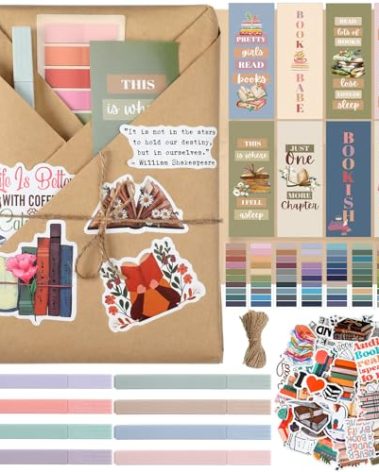 Resurhang 8 Set Blind Date with a Book Gift Box Supplies Kits Excluding Books Book Club Gifts Bulk for Women Book Lovers Bookish Gifts Librarian Readers Gifts for Teachers Friends Men (Brown)