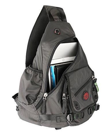 Kawei Knight Large Sling Bag Laptop Backpack Cross Body Messenger Bag Shoulder Travel Rucksack (A-Black)