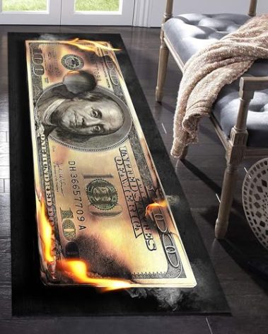 NITUMIR 100 Dollar Bill Runner Rug for Hallway Money Rug for Living Room Indoor Entryway Rugs Modern Home Décor Non-Slip Runner Rug for Kitchen Bedroom Dining Room Washable Cash Art Carpet 24”x59”