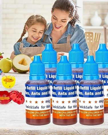 Fruit Fly Trap Refill Liquid Only, 0.68oz/ Bottle, Safe Bait, Ready-to-Use Gnats Killer Indoor Trap, Effective Lure Refill Gnat Catcher for Home Kitchen(6 Pack)