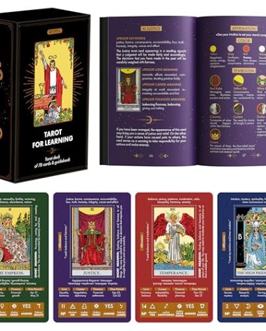 Wyspell Tarot for Learning - Tarot Cards with Meanings on Them - Beginner Tarot Deck with Meanings on Them - Cards for Beginners with Guide Book