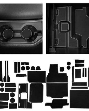 CupHolderHero fits RAM 1500 Accessories 2013-2024 Premium Custom Interior Non-Slip Anti Dust Cup Holder Inserts,Center Console Liner Mats, Door Pocket 44pc Set (Crew Cab with Bucket Seats) (Gray Trim)