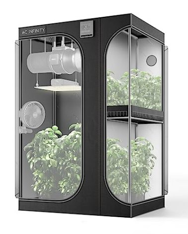 AC Infinity CLOUDLAB 743D 2-in-1 Advance Grow Tent, 48”x36”x72” Thickest 1 in. Poles, Highest Density 2000D Diamond Mylar Canvas, 4x3 for Hydroponics Indoor Growing