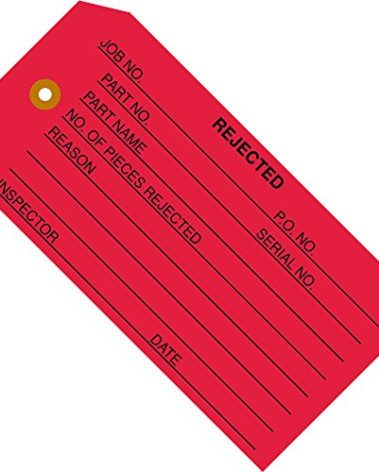 BOX USA BG20031 Inspection Tags, "Rejected", 4 3/4" x 2 3/8", Red (Pack of 1000)