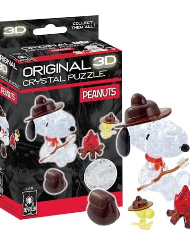 BePuzzled, Peanuts Snoopy Campfire Original 3D Crystal Puzzle, Perfect for Puzzlers Ages 12 and Up, Challenging to Complete and Beautiful to Display, Collect Them All