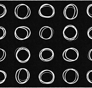 Flagship Carpets Circle Sampler Abstract Educational Area Rug for Kids Room or Childrens Classroom Carpet, Playroom or Home Learning, 6' x 8'4", Black