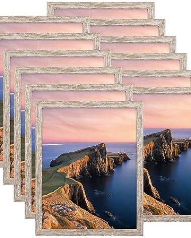 Giftgarden 11x14 Picture Frame Distressed Beige White Set of 12, Multi Rustic Wood Grain 11 by 14 Photo Frames Bulk for Wall or Tabletop Display