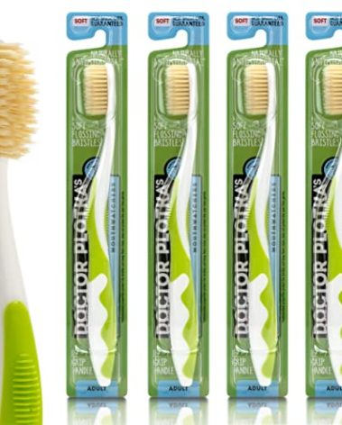 MOUTHWATCHERS Soft Flossing Toothbrushes, Value Pack of 4, Green, Manual Toothbrush for Adults, Ultra Clean, Good for Sensitive Teeth and Gums, by Dr. Plotka's