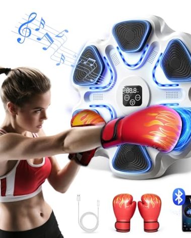 SPIEEK Music Boxing Machine, Boxing Machine Wall Mounted Music with Gloves, Electronic Boxing Target for Adults, Smart Boxing Training Equipment, Boxing Machine for Home and Gym