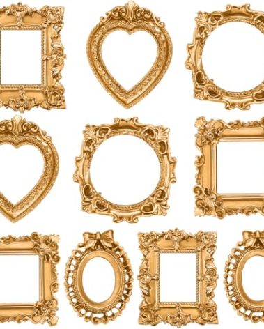 Vicenpal 10 Pcs Vintage Mini Picture Frames Baroque Antique Small Resin Jewelry Display Table Frame for Christmas DIY Photo Holiday Party Decoration (Gold)