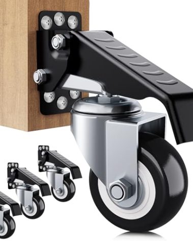 SOLEJAZZ Workbench Casters Wheels 660Lbs Retractable Casters Set of 4 Heavy Duty Side Mount Caster Rollers 2.5" Stepdown Castor Wheels for Bench Machinery Work Table with Installation Template, 4 Pack
