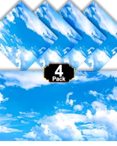 Aheroi 4 Pcs Light Covers, 4 x 2 Feet Magnetic Light Covers for Fluorescent Light Shade Drop Ceiling Light Filters Classroom Decorative Light Covers for Room School Office(Cloud Blue Sky)