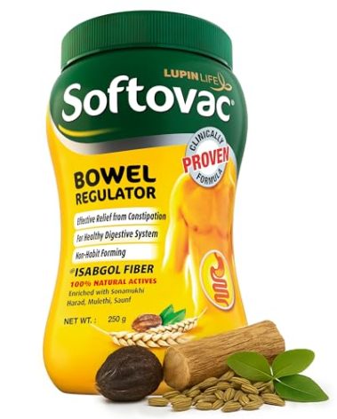 Softovac Bowel Regulator 250g - 100% Natural Actives: High Fiber Formula enriched with Sonamukhi, Harad, Mulethi, Saunf etc.