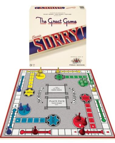 Classic Sorry With Retro Artwork and Components by Winning Moves Games USA, a Family Favorite for almost 100 Years, for 1-4 Players, Ages 6+