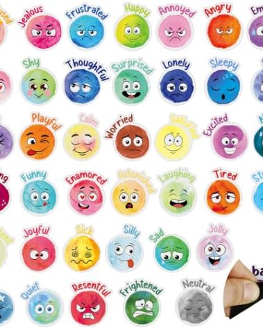 Saysurey 40 Pcs Feelings Refrigerator Magnets Funny Face Emotional Feelings Mood Magnets Cute Social Fridge Decoration for Locker Whiteboard(Colorful)