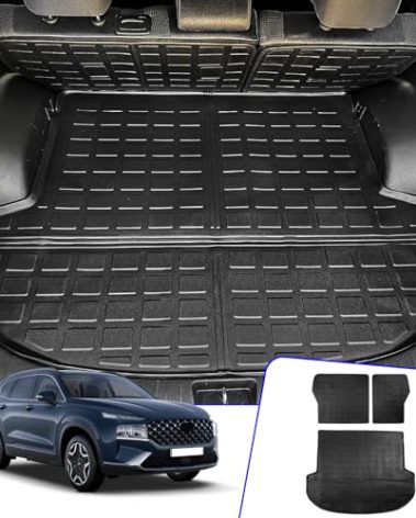 Rongtaod Cargo Mat Compatible with 2021-2023 Hyundai Santa Fe (Fit 5 Seats) Trunk Mat Cargo Mat Cargo Liner All Weather Trunk Liner 2022 Santa Fe Accessories (Trunk Mat+Backrest Mats)