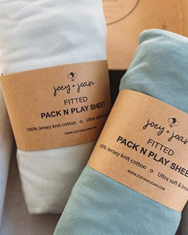 Baby Bjorn, Guava Lotus Travel Crib Sheets 24 x 42 Inch Mattress Snuggly Soft 100% Jersey Cotton Light + Dark Sage Green 2 Pack