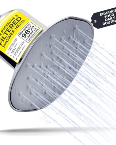 Afina Filtered Shower Head, Filter for Hard Water | Improves Skin & Hair by Reducing Chlorine & Heavy Metals from Hard Water | High Pressure Shower Filter Head for Hard Water (Chrome)
