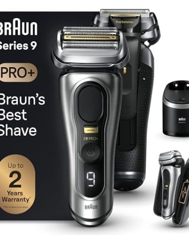 Braun Series 9 PRO+ 9577cc Electric Razor for Men, 5 Pro Shave Elements & Precision Long Hair Trimmer, 6in1 SmartCare Center, PowerCase for Mobile Charging, Wet & Dry, 60min Battery Runtime