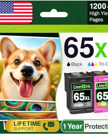 Limeink Remanufactured Ink Cartridge Replacement for HP 65 Ink cartridges Black/Color Combo Pack for HP Envy 5055 cartridges for deskjet 3755 for HP65 Cartridges 65XL XL b,c