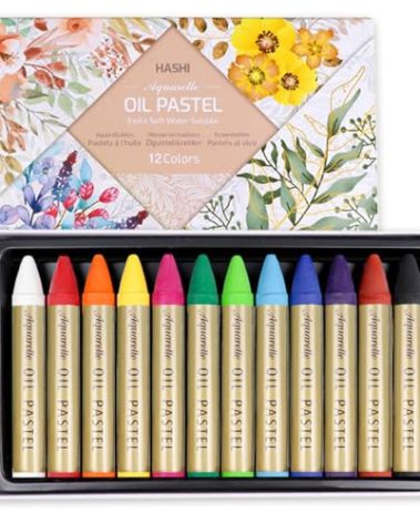 HA SHI Water Soluble Oil Crayons For Artists 12 Color, Watercolor Crayons, Oil Pastels, Premium Quality Art Supplies for Kids, Adults - Blendable, Vibrant Hues, Korean Craftsmanship
