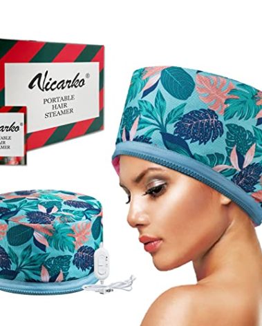 VICARKO Hair Steamer Thermal Heat Cap 𝐄𝐱𝐭𝐞𝐧𝐝𝐞𝐝 𝐂𝐨𝐫𝐝 Deep Conditioning Natural Black Hair Scalp Treatment Spa Hot Head Care Electric for Home Use