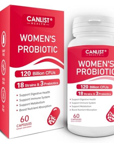 CANLIST Women's Probiotics120 Billion CFUs 18 Strains 3 Prebiotics & Digestive Enzymes Contains Organic Prebiotic Cranberry Women's Health Digestive & Immune Support Non-GMO Soy Gluten Dairy Free