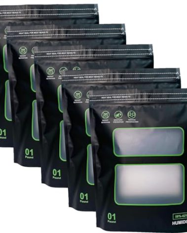 5PCS 1 Pound Storage Terp Bags 58%-62% RH 2-Way Humidity Control Bags for Curing & Storage Resealable Humidity Bags (16 Ounce, 1lb)