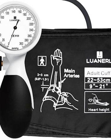 LUANERL Manual Blood Pressure Cuff Adult 9”-21” Inches (22-53CM) (Large/XL)- Aneroid Sphygmomanometer -Extra Large with Integrated Bulb, Dial and Air Valve, Comfort Cuff | for Clinical or Home Use