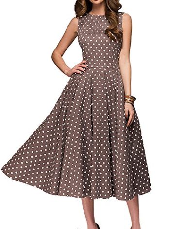 Simple Flavor Women's Vintage Dress Sleeveless O-Neck Party Cocktail Dress (Brown, XL)