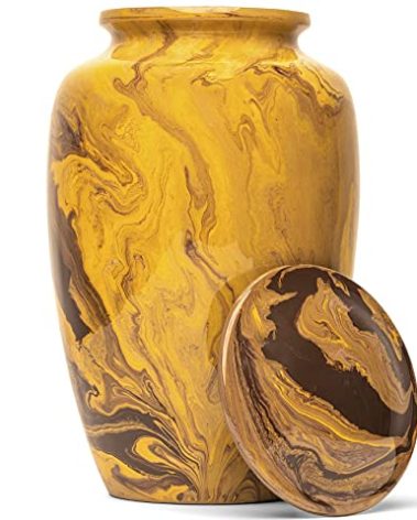 Eternal Harmony Large Urn for Ashes, Adult Male & Female Cremation Urn for Human Ashes with Elegant Finishes, Secure Seal & Velvet Bag, Funeral Urn for Men & Women Up to 200 lbs, 7”x11” (Gold Milo)