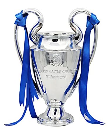 Emaraxy Champions Trophy, 12.6 Inch Sports League Cup, Soccer Trophy with Resin Replica for Electroplating Process, Soccer Sports League Cup with Ribbon for Room Decorations and Fan Gift