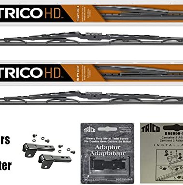 TRICO HD 26 Inch Pack of 2 Heavy Duty & Automotive Replacement RV Windshield Wipers w/Adapter Kit (67-2626-146)
