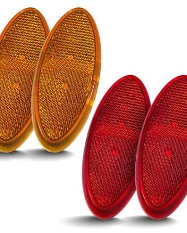 Command Electronics OEM 12V LED RV & Trailer Oval Clearance Light with Built-in Reflex – Made in USA – Surface Mount – Amber & Red – 4-Pack