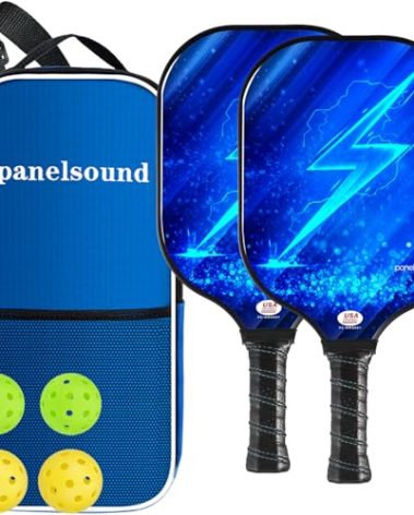 Pickleball Paddles Set of 2, USAPA Approved Fiberglass Pickleball Rackets Set Lightweight with 4 Outdoor Pickleballs & 1 Carrying Case