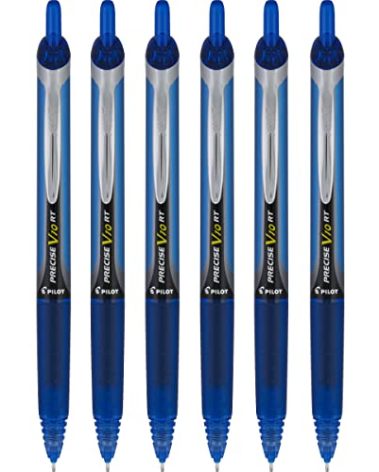 Pilot Precise V10 RT Retractable Liquid Ink Rollerball Pens, Bold Point, 1.0mm, Blue Ink, 6 Count