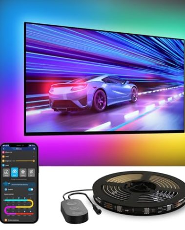 Govee TV LED Backlight,RGBIC Smart LED Strip Lights for 70-80 inch TVs, Bluetooth and Wi-Fi Control, Works with Alexa & Google Assistant, Music Sync, 99+ Scene Modes, Adapter