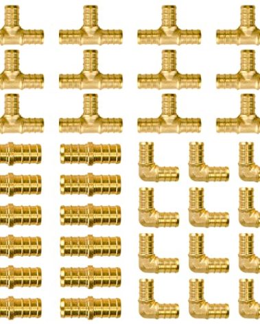 Pex Fittings 1/2 Inch, 36 PCS SUNGATOR 1/2 Inch Pex Fittings Set, 12 Each PEX Elbow Tee Coupling, 1/2" Pex Fittings For Pex Pipe, No Lead Brass, ASTM F1807