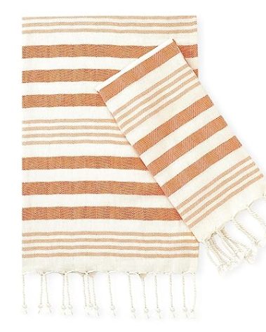 Folkulture Hand Towel | Set of 2 (16 x 30) Fall Hand Towels with Hanging Loop | 100% Cotton Turkish Hand Towel Set | Orange Fall Hand Towels for Fall Bathroom Decor | Fall Essentials for Autumn
