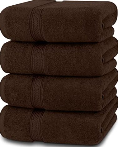 Utopia Towels 4 Pack Premium Bath Towels Set, 27 by 54 Inches, 100% Ring Spun Cotton 600GSM, Lightweight and Highly Absorbent Quick Drying Towels, Perfect for Daily Use, Dark Brown