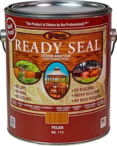 Ready Seal Stain & Sealer for Wood, Outdoor Deck and Fence - All-in-One Exterior Wood Stain and Waterproofing Sealant – Easy to Apply, No Back Brushing Needed, with UV Protection - 1 Gallon, Pecan