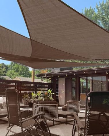 LOVE STORY 10' x 10'x 14' Right Triangle Brown Sun Shade Sail Canopy UV Block Cover for Outdoor Patio Garden Backyard