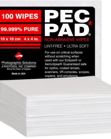 PEC-PAD Lint Free Wipes 4”x4” Non-Abrasive Ultra Soft Cloth for Cleaning Sensitive Surfaces Like Camera, Lens, Filters, Film, Scanners, Telescopes, Microscopes, Binoculars. (100 Sheets Per/Pkg)