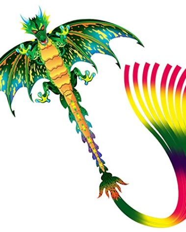 eyijklzo Green Dragon Kite Beautiful and Easy Flyer Kite for Children and Adult with Long Colorful Tail String Line Accessories Easy to Soar High Outdoor Sports Game Activities or Beach Trip