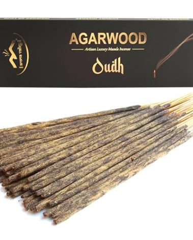 Aroma Valley Oud Agarwood Incense Sticks - Artisan Luxury Masala Incense - Handcrafted Long-Burning (75 Minutes) Extra-Thick Sticks - Exotic Divine Scent for Home & Meditation - Oudh