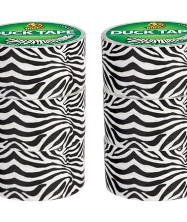 Duck Brand Zig-Zag Zebra Printed Duct Tape, Black/White, 1.88-Inch by 10 Yards, Case of 6 Rolls (1398132)